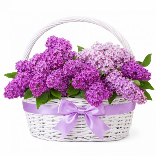 Цветы в корзине «Сиреневая сказка»