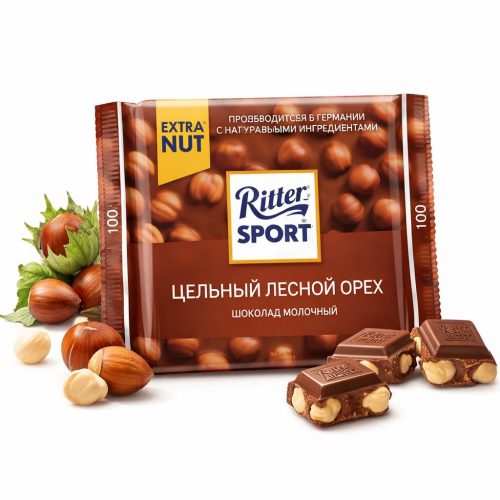 Шоколадка «Ritter SPORT Цельный Лесной Орех»