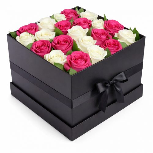 Цветы в коробке «Розовый восторг»
