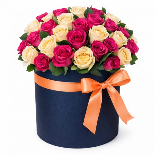 Цветы в шляпной коробке «Шанталь»