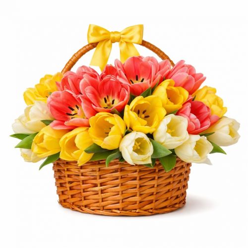 Корзина с цветами «Тюльпановый рай»