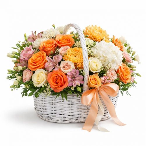 Цветочная композиция в корзине «Солнечная улыбка»