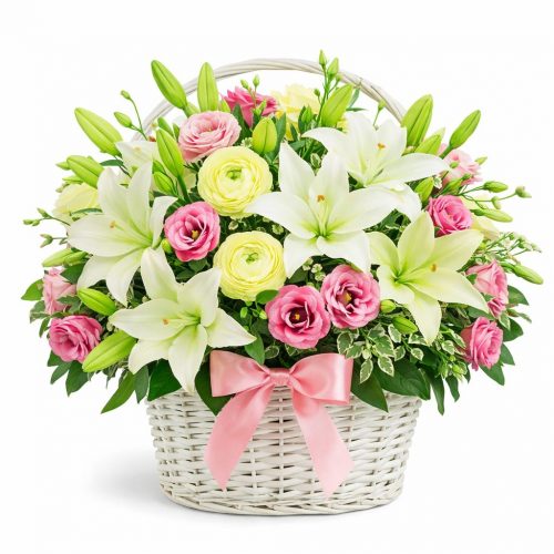 Цветочная композиция в корзине «Весенний бриз»