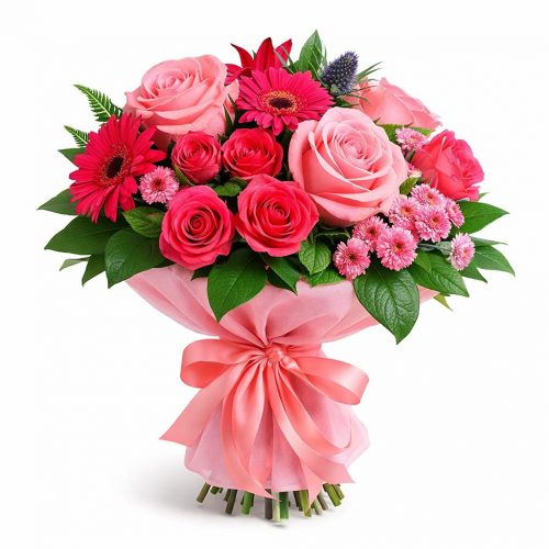 Букет цветов «Розовый взрыв»