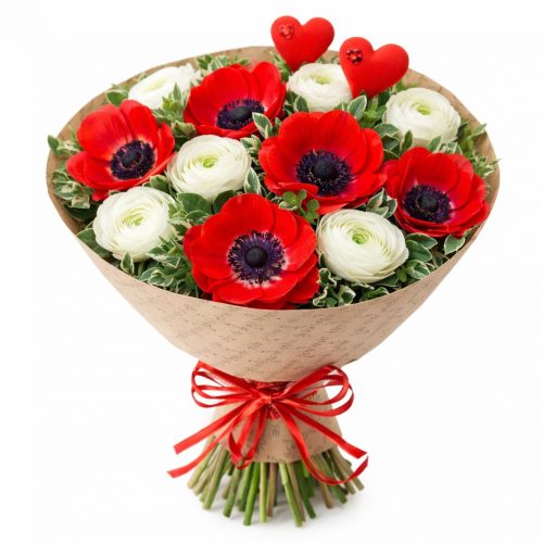 Цветочный букет «Пылающая нежность»